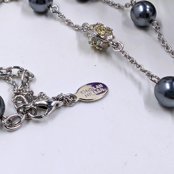 Nolan Miller Signed Vintage Crystal Pavé Bead and Pearl Necklace - Picture 4 of 5